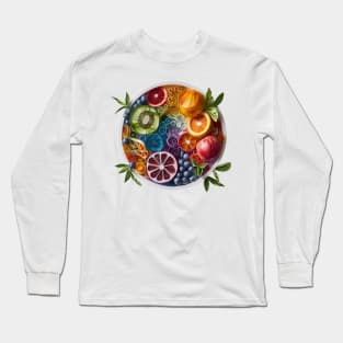 Whirls of Flavor: A Paper Quilled Kirigami Fruit Bowl Extravaganza Long Sleeve T-Shirt